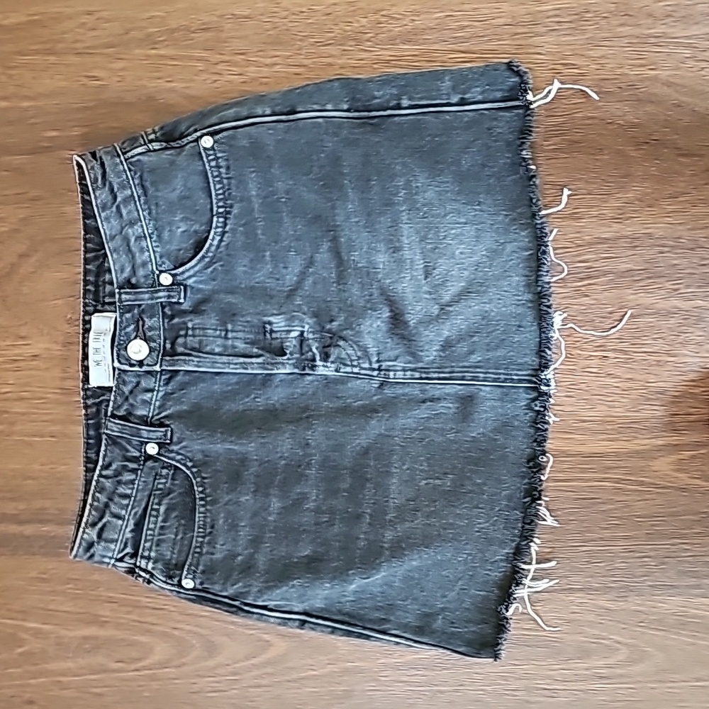 Free People We The Free black denim moto skirt sz 26 EUC!